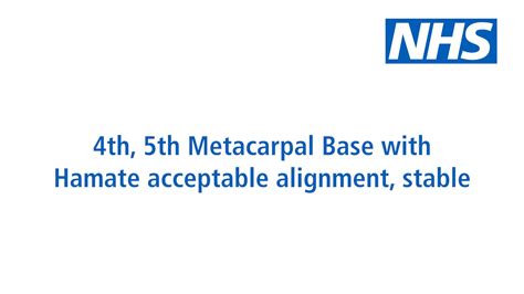 4th 5th Metacarpal Base With Hamate Acceptable Alignment Stable On Vimeo