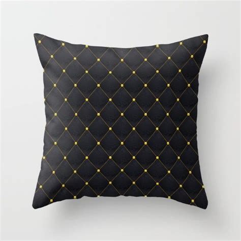 Black And Gold Abstract Luxury Quilted Pattern Throw Pillow Patterned