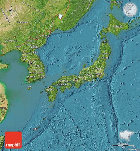 Japan's gps coordinates express the fact that japan is located in both the northern and the eastern hemispheres. Satellite Map of Japan