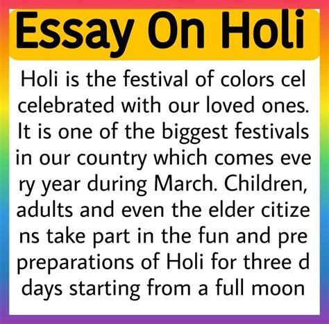 Essay On Holi In English Holi Essay In English Paragraph On Holi In