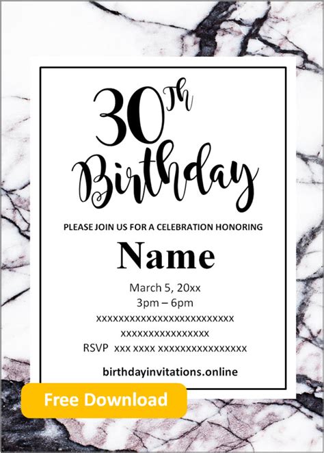 Free Printable 30th Birthday Invitations For Him