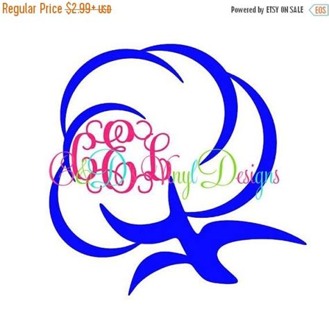 On Sale Cotton Boll Monogram Decal Cotton By Canddvinyldesigns
