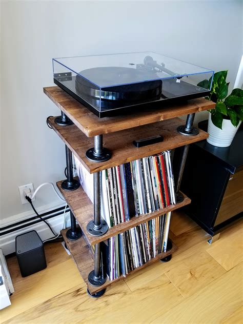 Rusticindustrial Style Record Player Standvinyl Storage Record Player