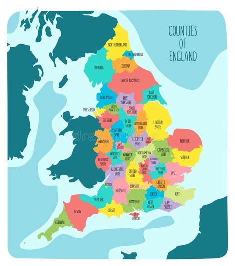 Mapa Dibujado A Mano De Inglaterra Con Los Condados Ilustración Del