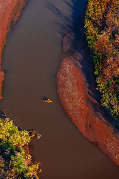 Aerial View Of Kayakers On The Rio Grande River Albuquerque New