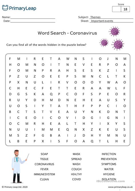Coronavirus Word Search Activity English Esl Worksheets