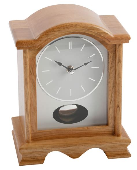 Modern Natural Light Oak Wood Mantle Clock Moving Pendulum Mantel Clocks