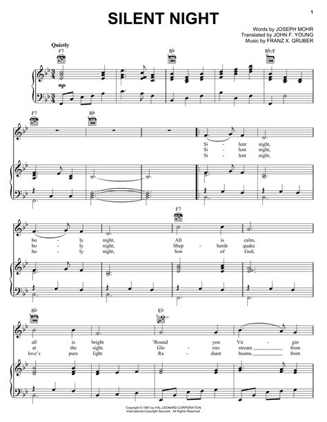 This tranquil d major arrangement is set in 3/4 time, and includes a vocal score with english and german lyrics. Silent Night Sheet Music | Joseph Mohr | Piano, Vocal & Guitar (Right-Hand Melody)