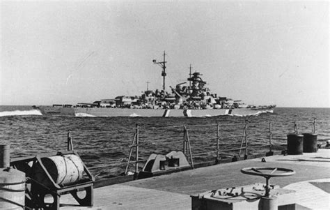 German Battleship Bismarck From Heavy Cruiser Prinz Eugen In The Baltic