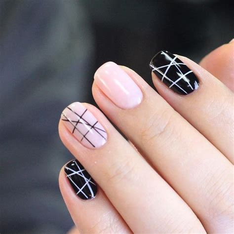 Black and white flame design nail art. 20 Chic And Timeless Geometric Nail Designs - Styleoholic