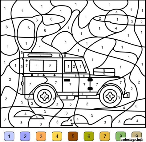Coloriage Magique Voiture 4x4 Jeep Dessin Magique à imprimer