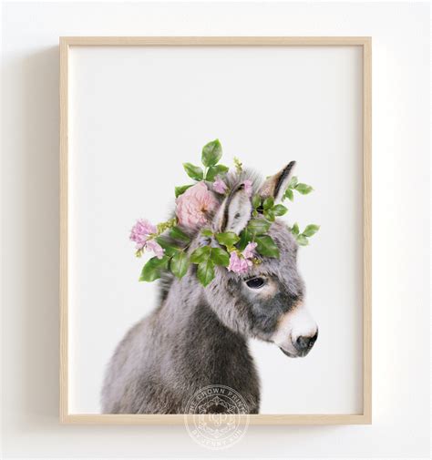 Baby Donkey With Flower Crown Printable Art The Crown Prints