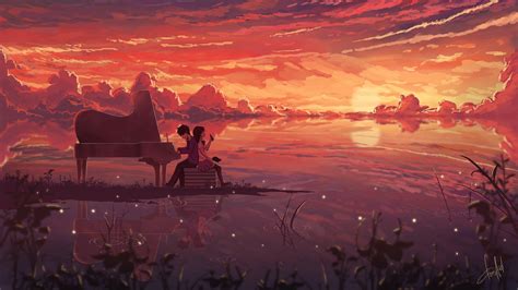 Anime Couple Sunset Wallpapers Top Free Anime Couple Sunset Backgrounds Wallpaperaccess