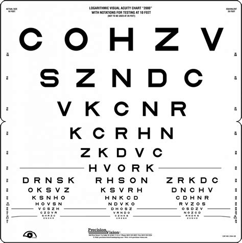 Sloan Distance High Contrast Fold Eye Chart Precision Vision
