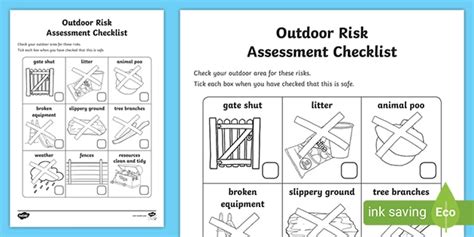Outdoor Visual Risk Assessment Checklist Teacher Made
