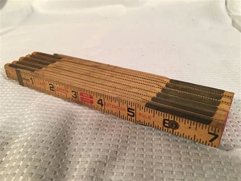 Vintage Lufkin X46 Red End 6 Extension Rule 72 Wood And Brass Folding
