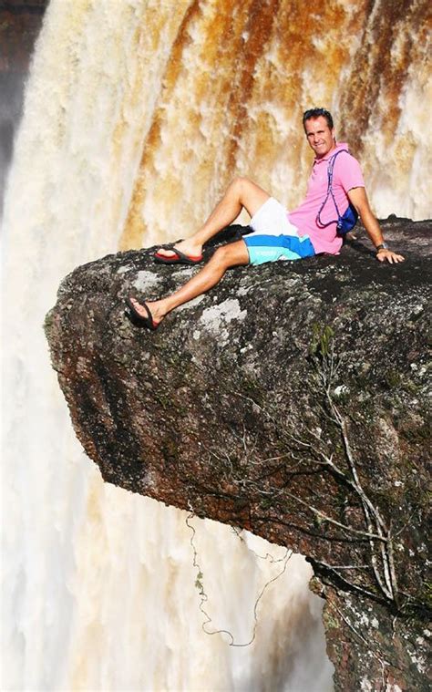 Michael Vaughan Poses At The Kaieteur Falls Espncricinfo Com