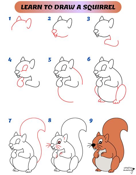 How To Draw A Squirrel Easy Step By Step Crafty Morning