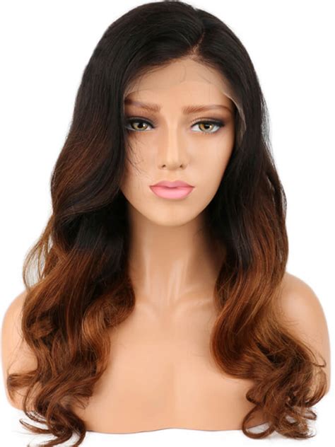 Ombre Brown Human Hair Lace Front Wig Edw2006