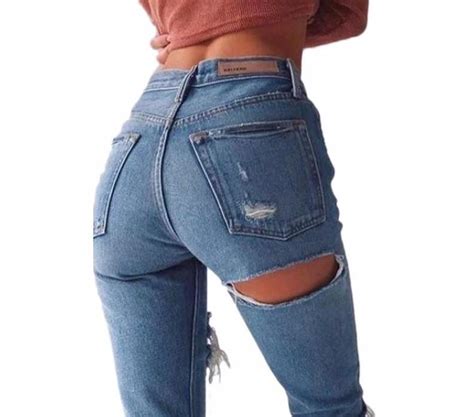 Vintage High Waist Back Thigh Ripped Jeans White Market Usa