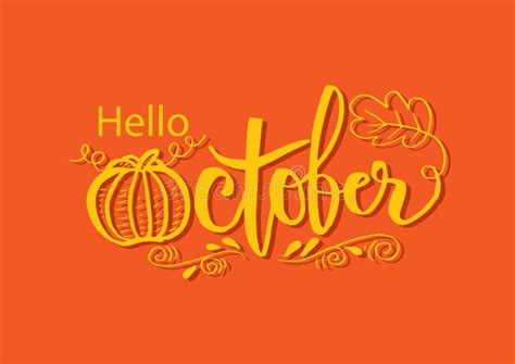 Hello October Greeting Card Stock Illustration Illustration Of