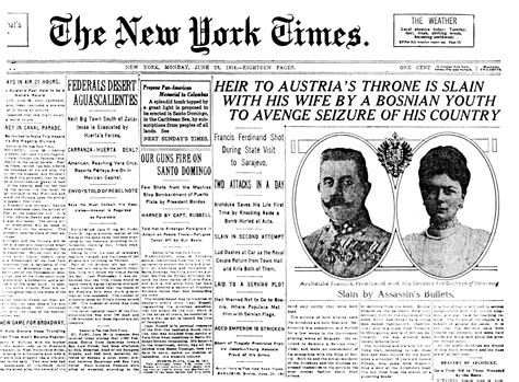 Fileheadline Of The New York Times June 29 1914