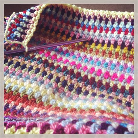 Moss Stitch Blanket Using All My Scrap Yarn Crochet Blankets Crochet Blanket Patterns Moss