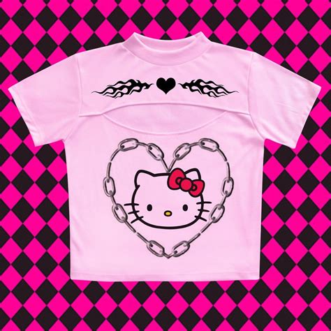 Emo Kitty Heart Keyhole Tee Hello Kitty Clothes Hello Kitty Sanrio