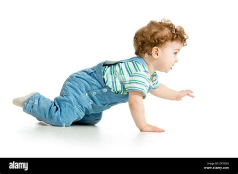 Crawling Happy Baby Isolated On White Hi Res Stock Photography And