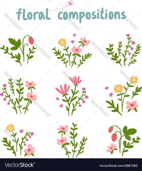 Floral Compositions Collection Royalty Free Vector Image