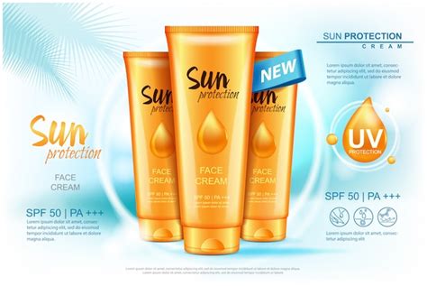 Sun Care Cream Tubes Sun Protection Cosmetic Products Illustration