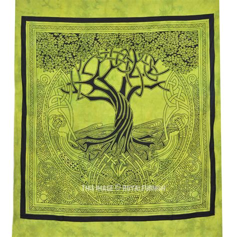 Imagine this beautiful celtic tapestry, blooming with vibrant colors, hanging on your wall, on your bed, or otherwise brightening up your home. Celtic Tree of Spirits Wall Tapestry, Indian Tapestry Bedding - RoyalFurnish.com