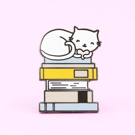 Cats And Books Pin Book Pin Cat Pin Etsy Book Pins Cat Pin Cat