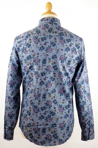 Widest selection of new season & sale only at lyst.com. ORIGINAL PENGUIN Floral Chambray Retro 60s Mod Shirt Blue Teal