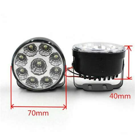 X White V Led Round Daytime Running Light Drl Car Fog Day Driving