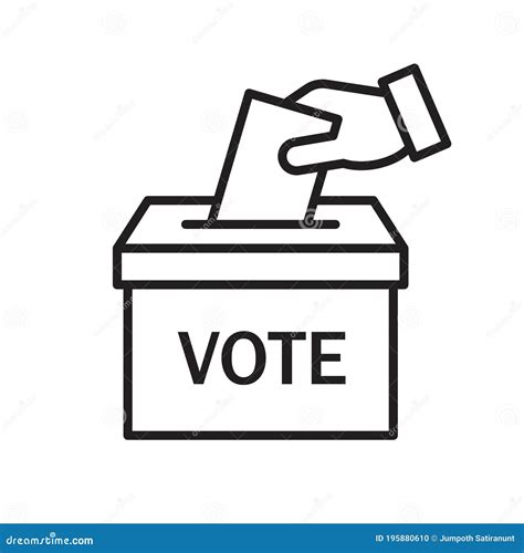 Hand Voting Ballot Box Icon Election Vote Concept Simple Line Design