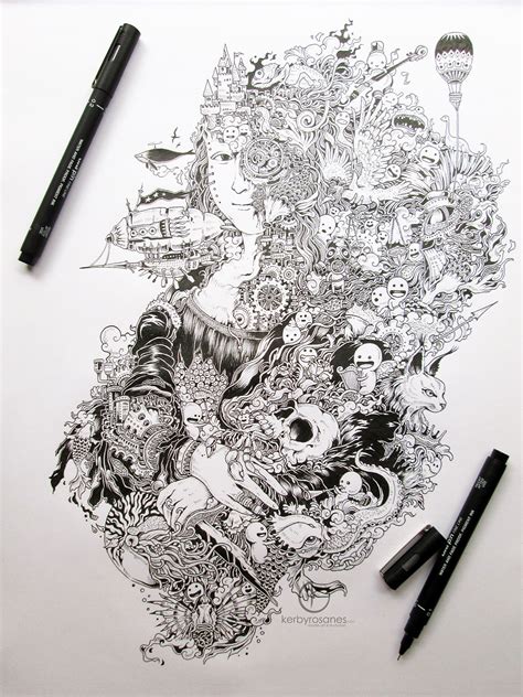beautifully detailed  doodles  artist kerby rosanes