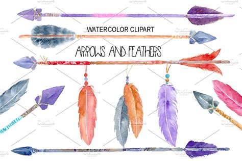 Watercolor Arrows And Feathers ~ Illustrations ~ Creative Market
