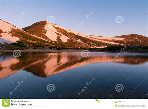 Spring Landscape With Small Mountain Lake Stock Image Image Of Season