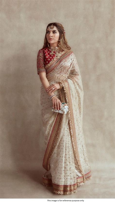 Buy Bollywood Sabyasachi Inspired Beige And Red Silk Based Wedding