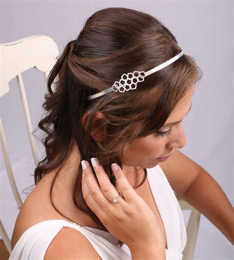 Bridal Headband Silver Headband Geometric Head Piece Bridal Etsy