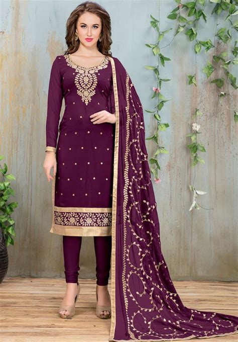 Wine Party Wear Straight Fit Suit Latest Salwar Kameez Designs