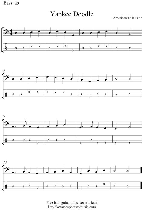 *shipping special* free shipping on all orders of $100 or more. Free bass guitar tab sheet music, Yankee Doodle