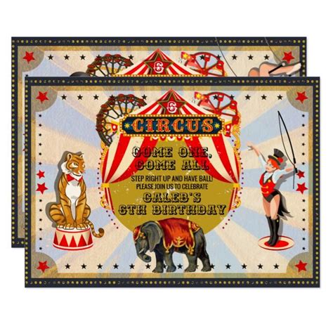 vintage retro circus birthday party invitation circus