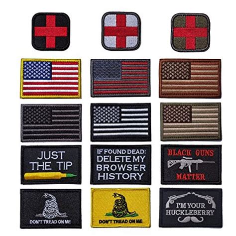 Rsasr Bundle 15 Pieces Tactical Military Morale Patch Set Usa Flag