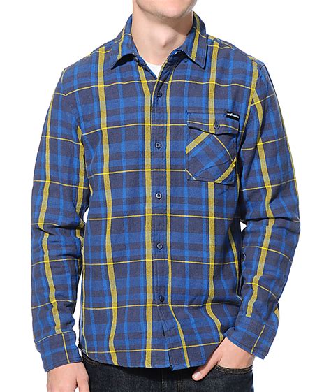 The Hundreds Ranger Navy And Yellow Plaid Flannel Zumiez