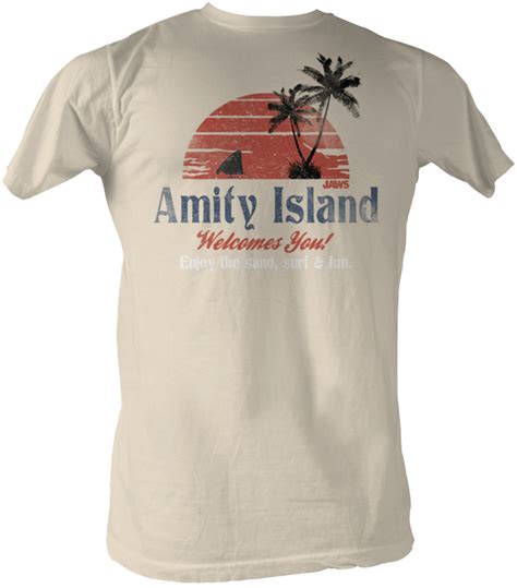 Jaws Amity Island Welcomes You Cream Male T Shirt