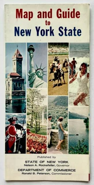 1960s New York State Map Guide Vtg Travel Brochure Long Island Hudson