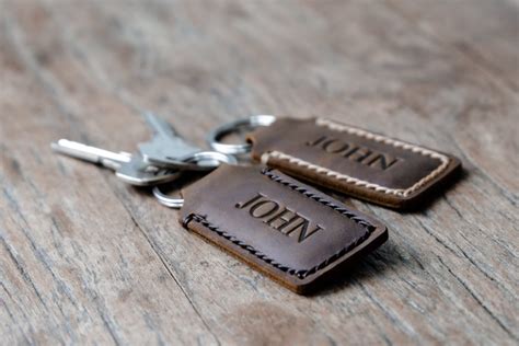 Personalized Leather Keychain Custom Monogram