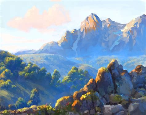 Artstation Mountain Morning Sasha Bortnikova Fantasy Art